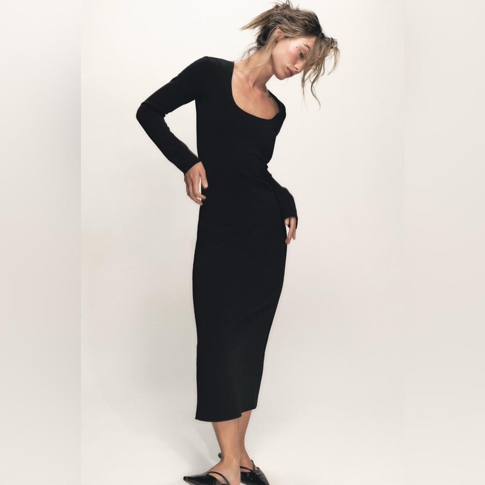 Zara STRETCH CONTOURING LONG DRESS XS BNWT